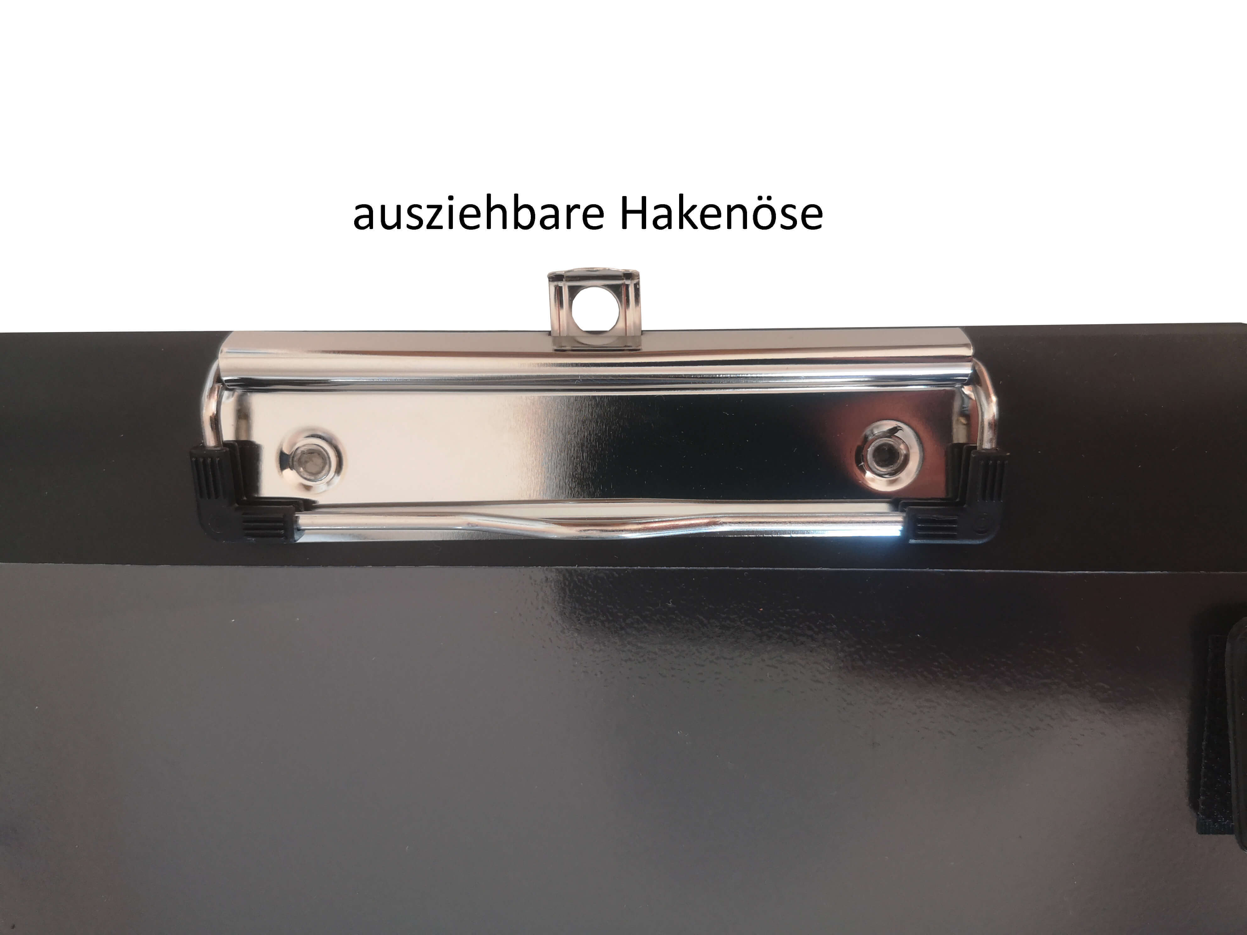 Klemmbrett mit Hakenöse und Sichttasche schwarz, 23,3 x 33cm