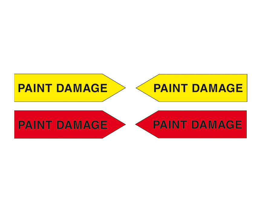 Magnetic arrows, 100 mm, yellow/red, ‘PAINT DAMAGE’